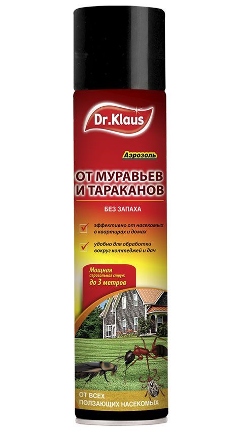 Аэрозоль от муравьев, тараканов и других ползучих насекомых Dr.Klaus 600 мл